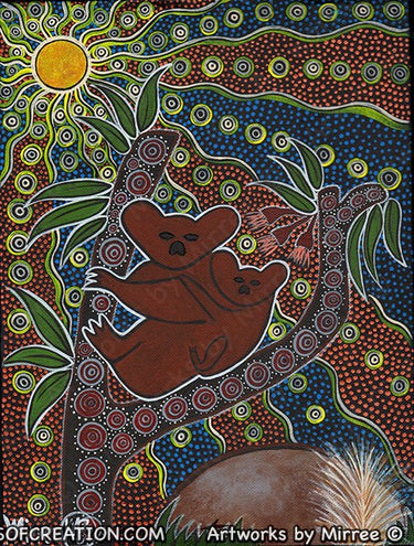 Night Time Koala Dreaming Contempoary Aboriginal Art Original Painting by Mirree